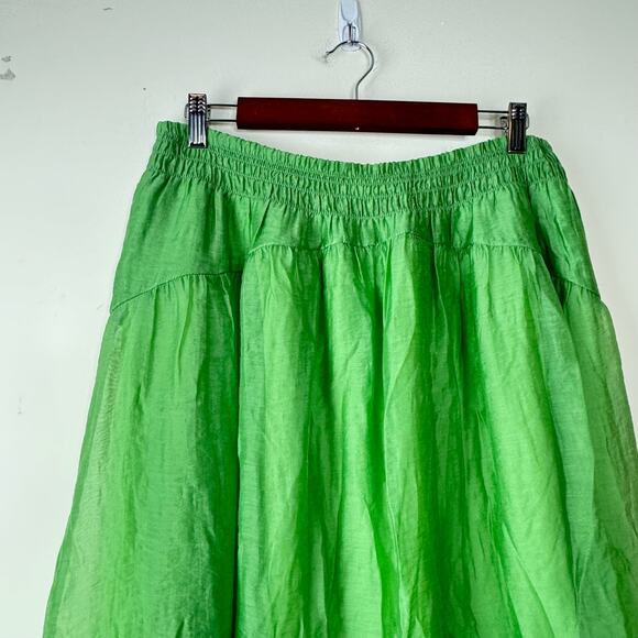 Vince Green Smocked-Waist Gathered Skirt NWT Size Large - Picture 3 of 8